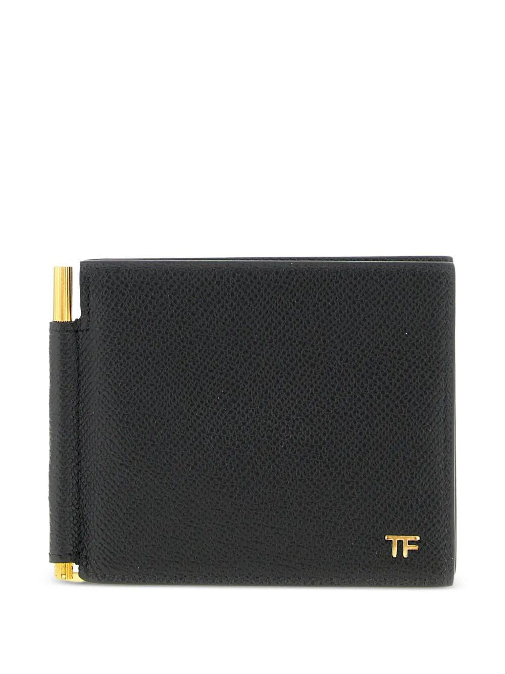 Tom Ford Men Grained Leather Money Clip Wallet