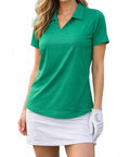 Short Sleeve Collar Top In Emerald
