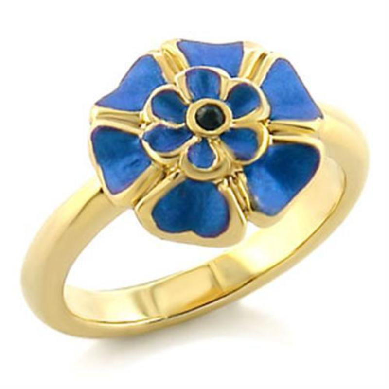 Gold White Metal Ring with Top Grade Crystal in Emerald