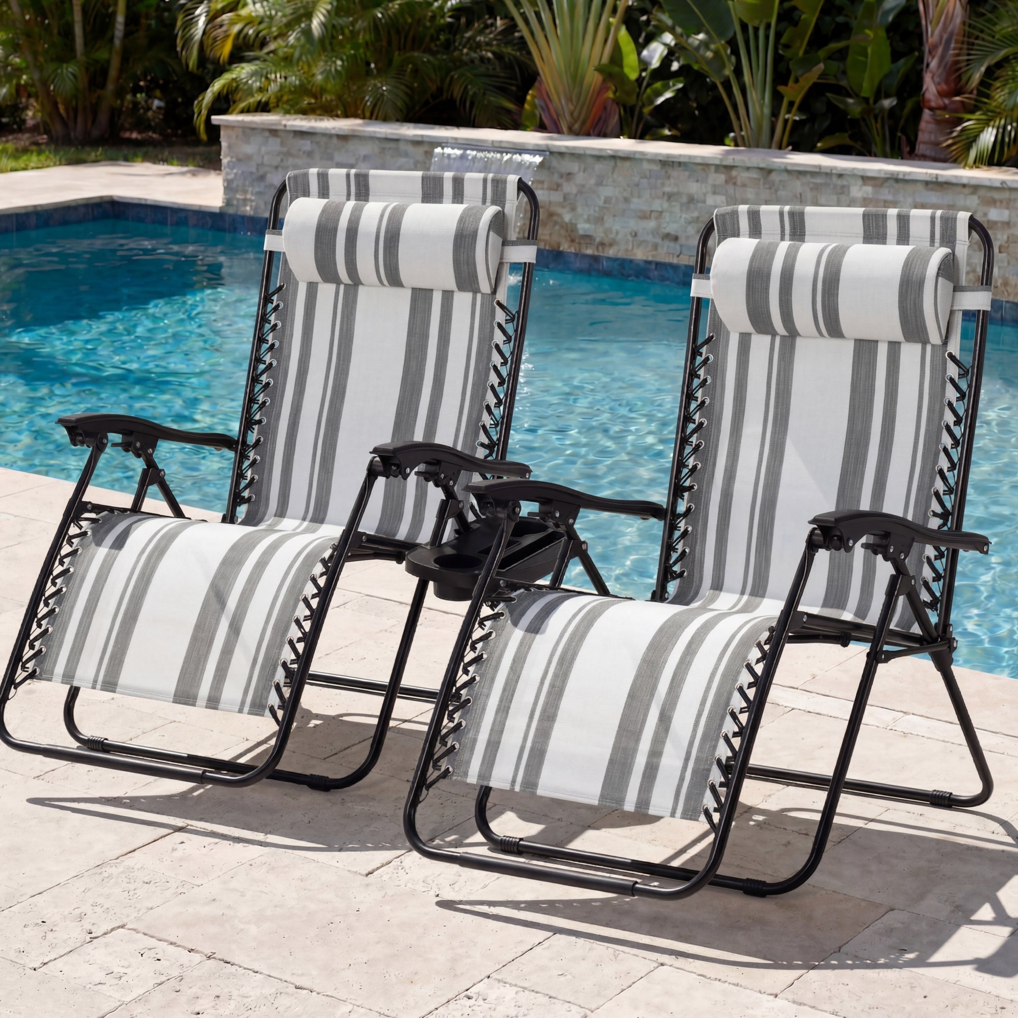 Best Choice Products Set of 2 Extra Wide Zero Gravity Lounge Chair Recliners w/ Cup Holder