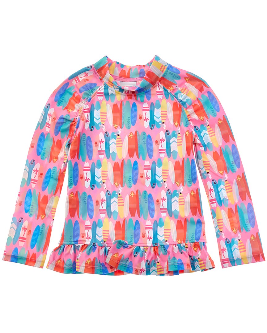 Flap Happy Pink Beach Boards Rash Guard Top