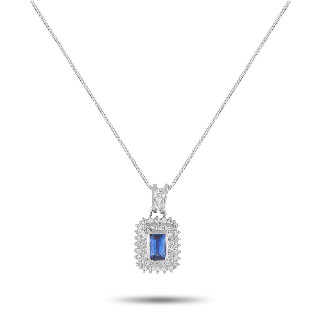 LB Exclusive Platinum 0.39ct Diamond and Sapphire Pendant Necklace MF24-041326