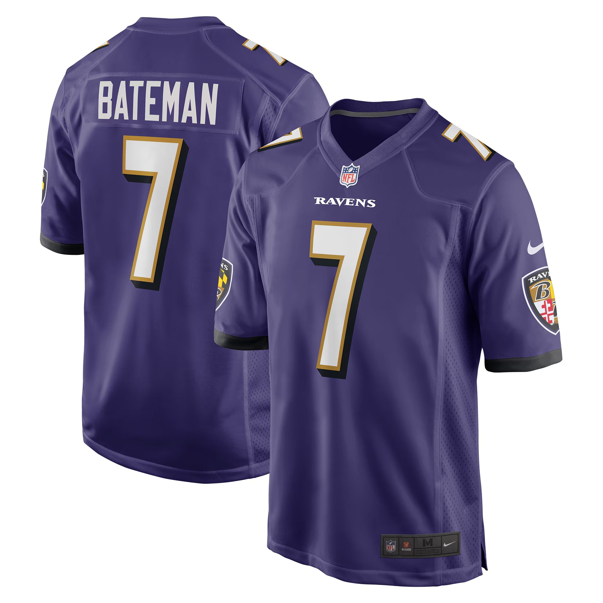 Baltimore Ravens Rashod Bateman Purple Game Player Jersey