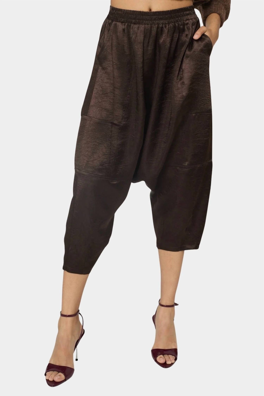 Kiko Satin Pants In Espresso