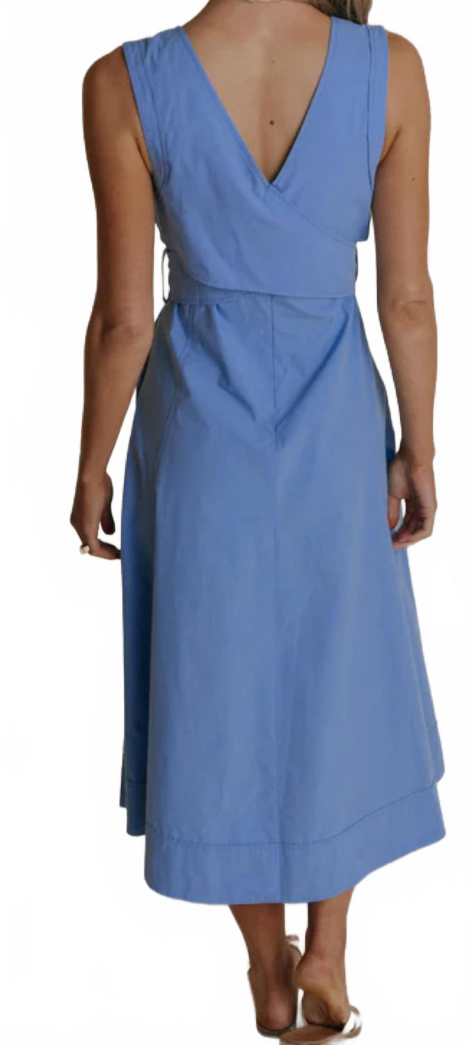 Market V Neck Midi Dress In French Blue