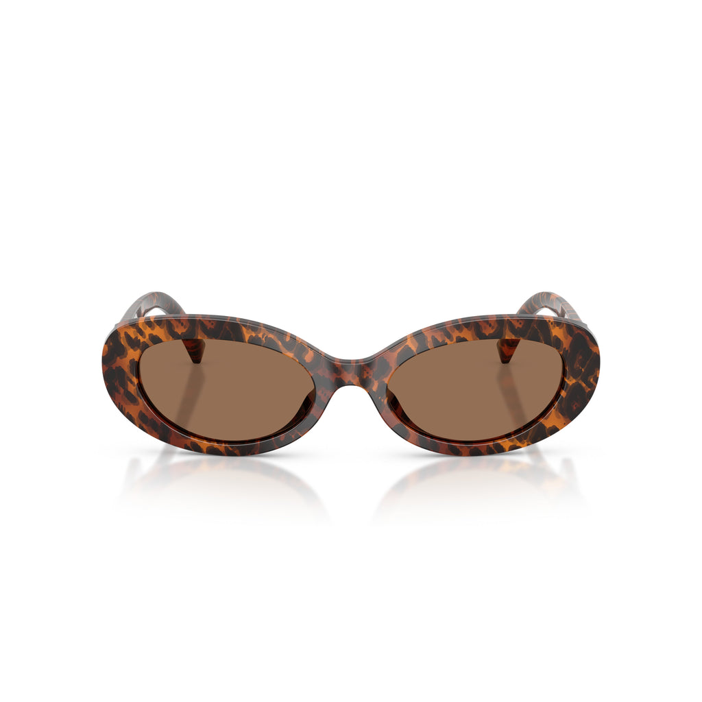 Tortoiseshell Oval Sunglasses With Gold Emblem