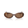 Tortoiseshell Oval Sunglasses With Gold Emblem