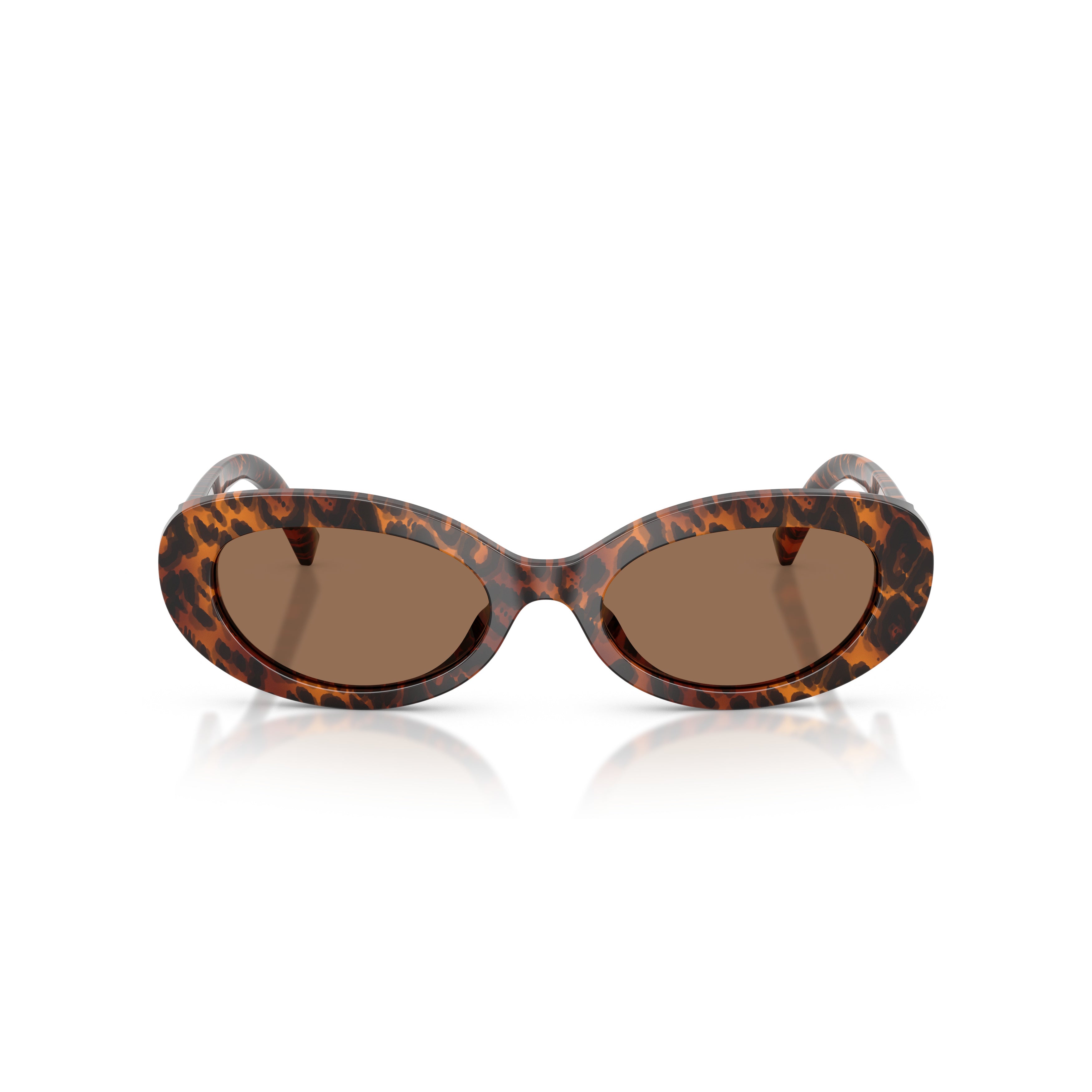 Tortoiseshell Oval Sunglasses With Gold Emblem