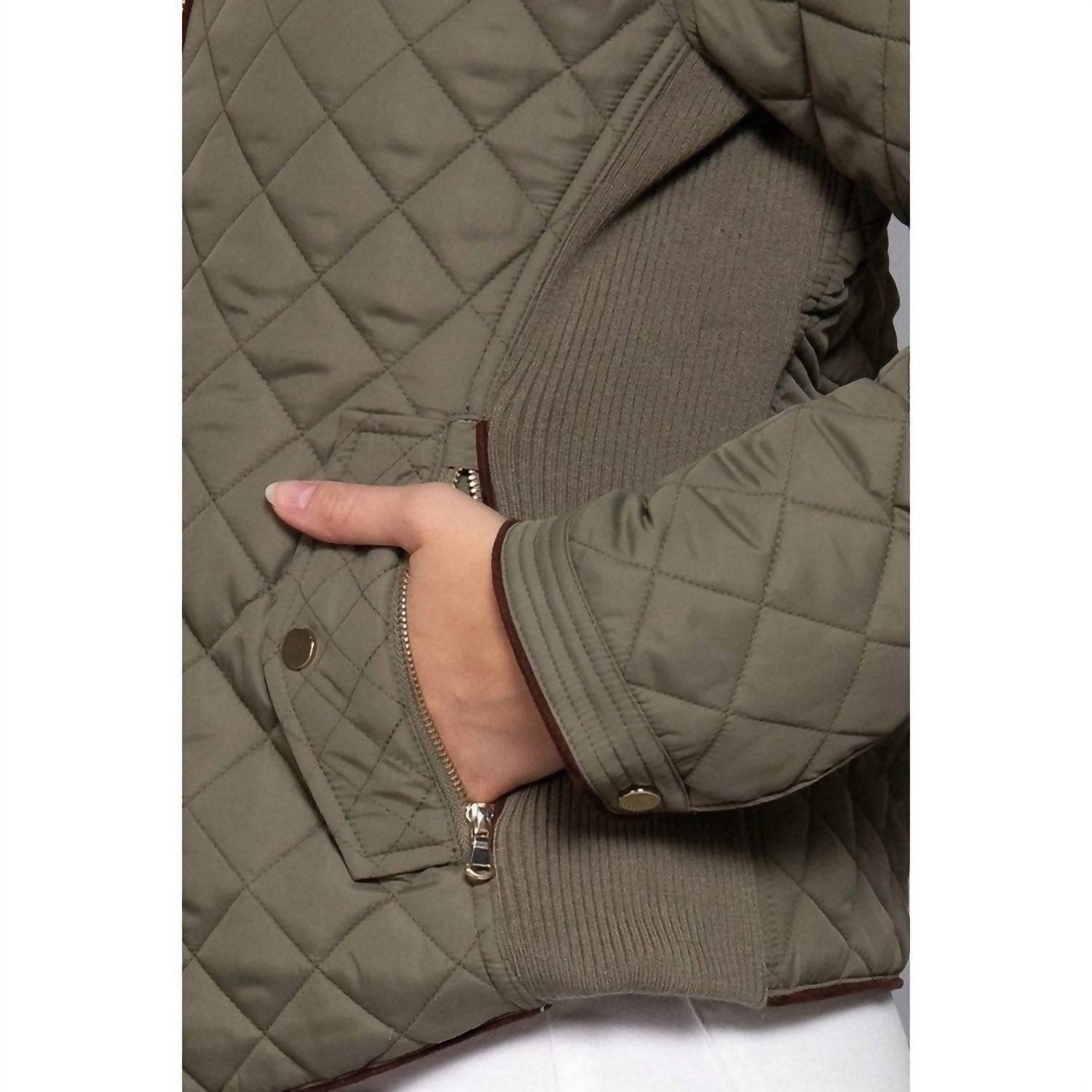 Quilted Padding Jacket In Olive