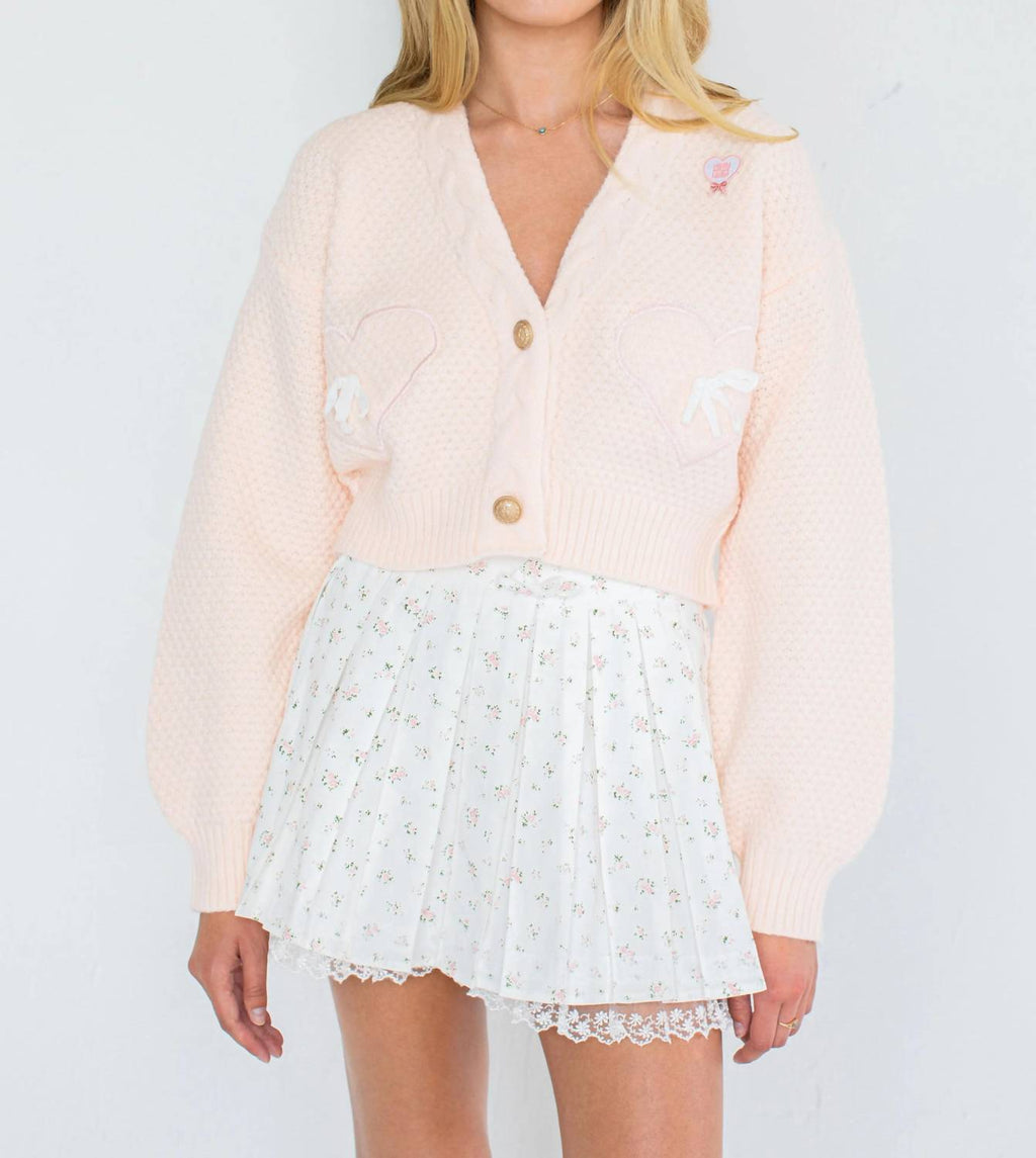 Aspen Long Sleeve V-Neck Cardigan In Pink