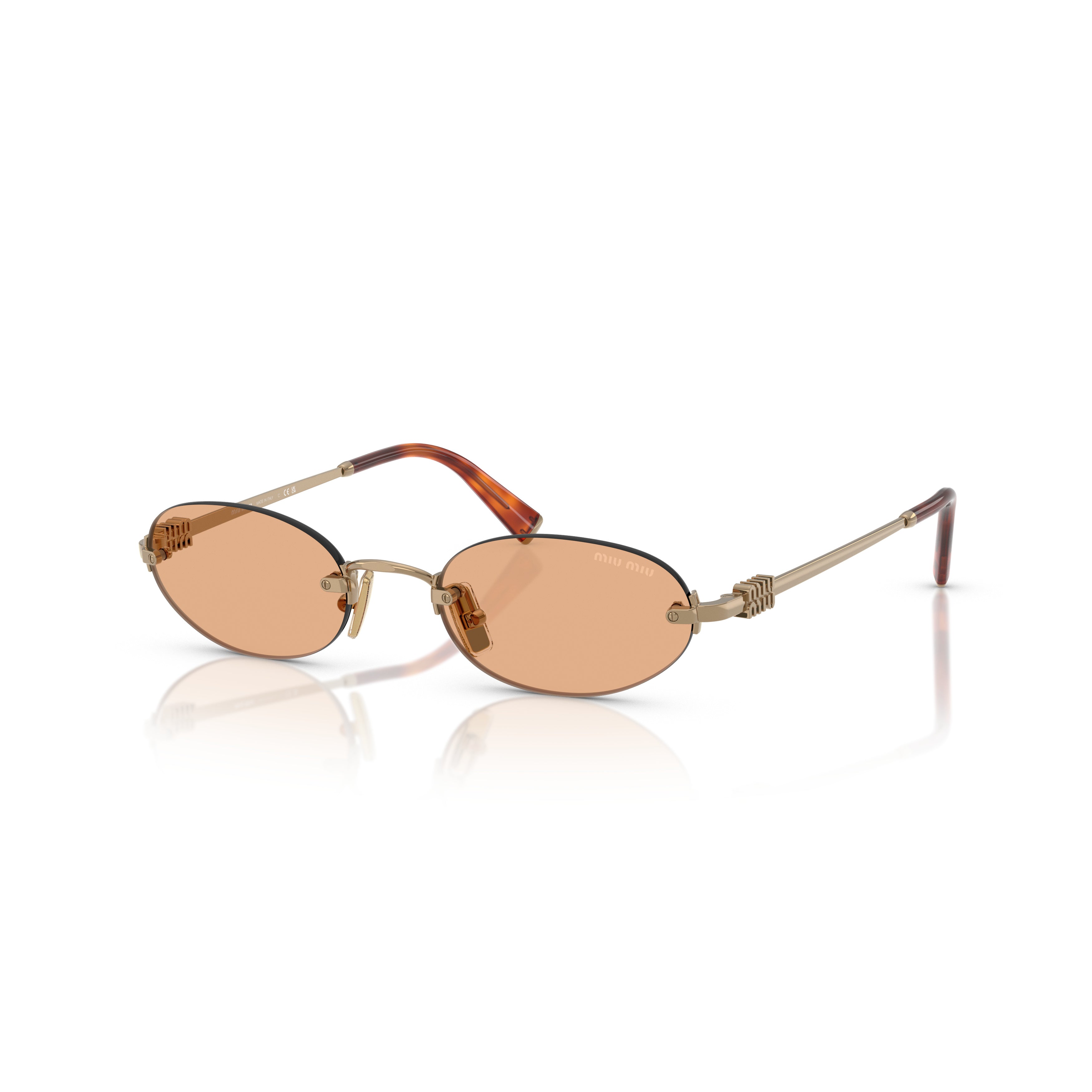 0Mu A54S Oval Sunglasses with Gold Metal Frame