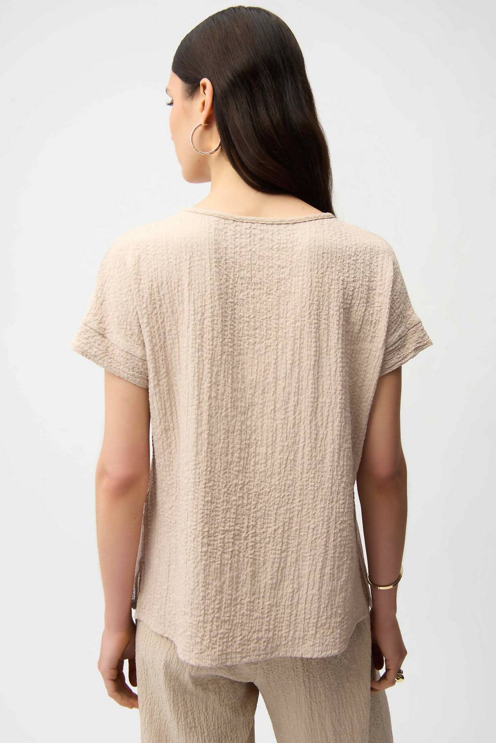 Seersucker Mesh Boxy Top In Parchment