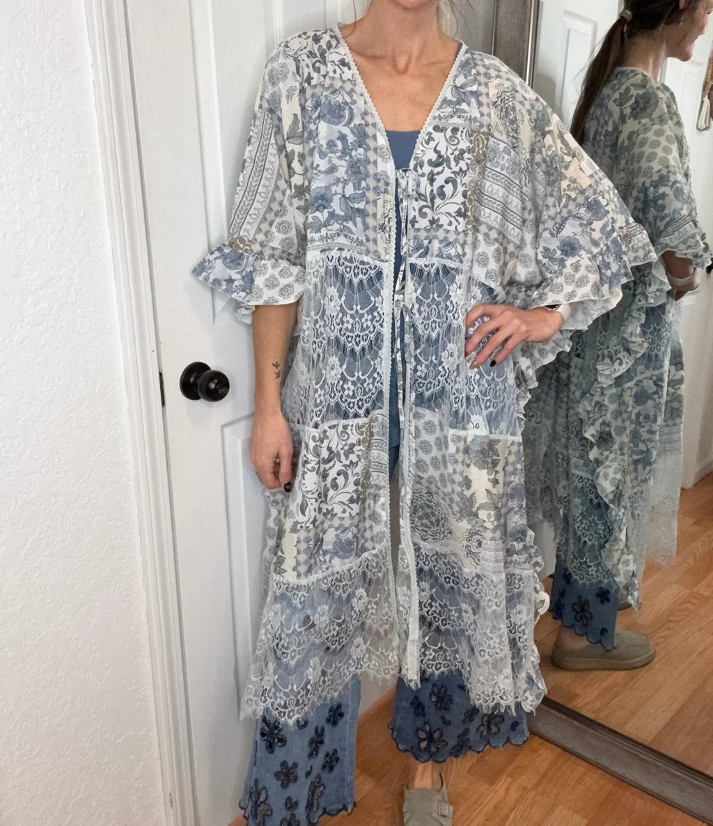 Charlene Boho Duster In Blue