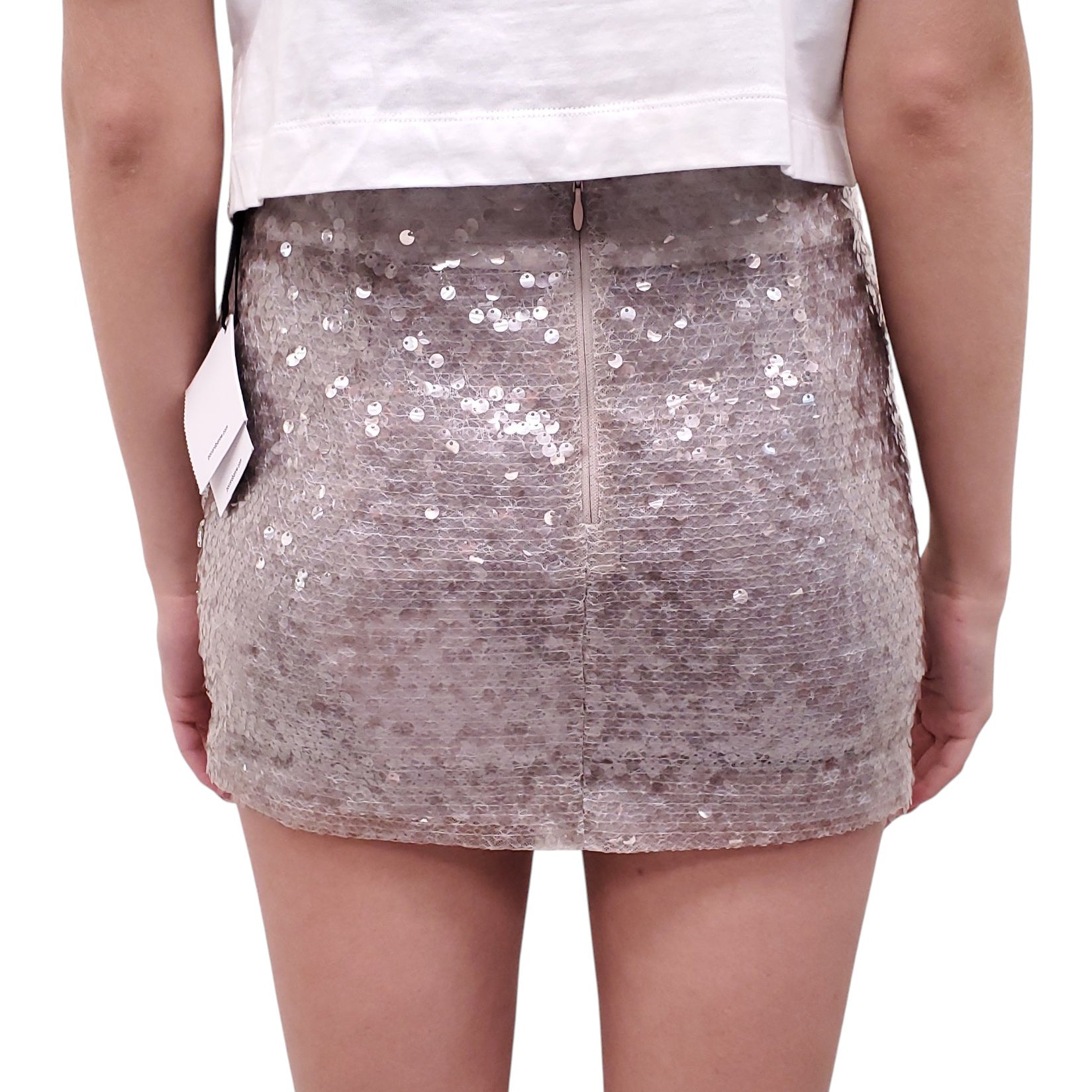 16ARLINGTON LAVENDER GREY CRYSTAL EMBELLISHED MINI SKIRT - SIZE US 4