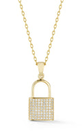 Sterling Silver Pave Padlock Necklace