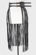 Faux Leather Metal Studded Fringe Belt