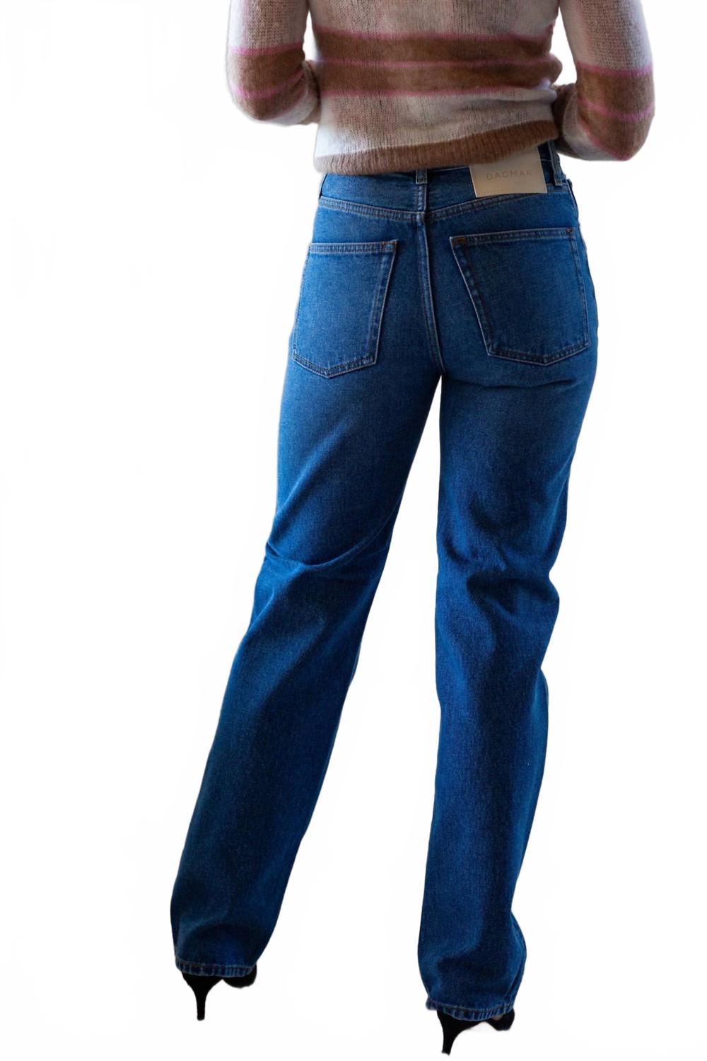 Straight Leg Denim Jeans In Dark Blue