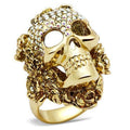 Gold White Metal Ring with Top Grade Crystal in Aurora Borealis (Rainbow Effect)