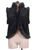 Women's Faux Fur Collar Vest In Black