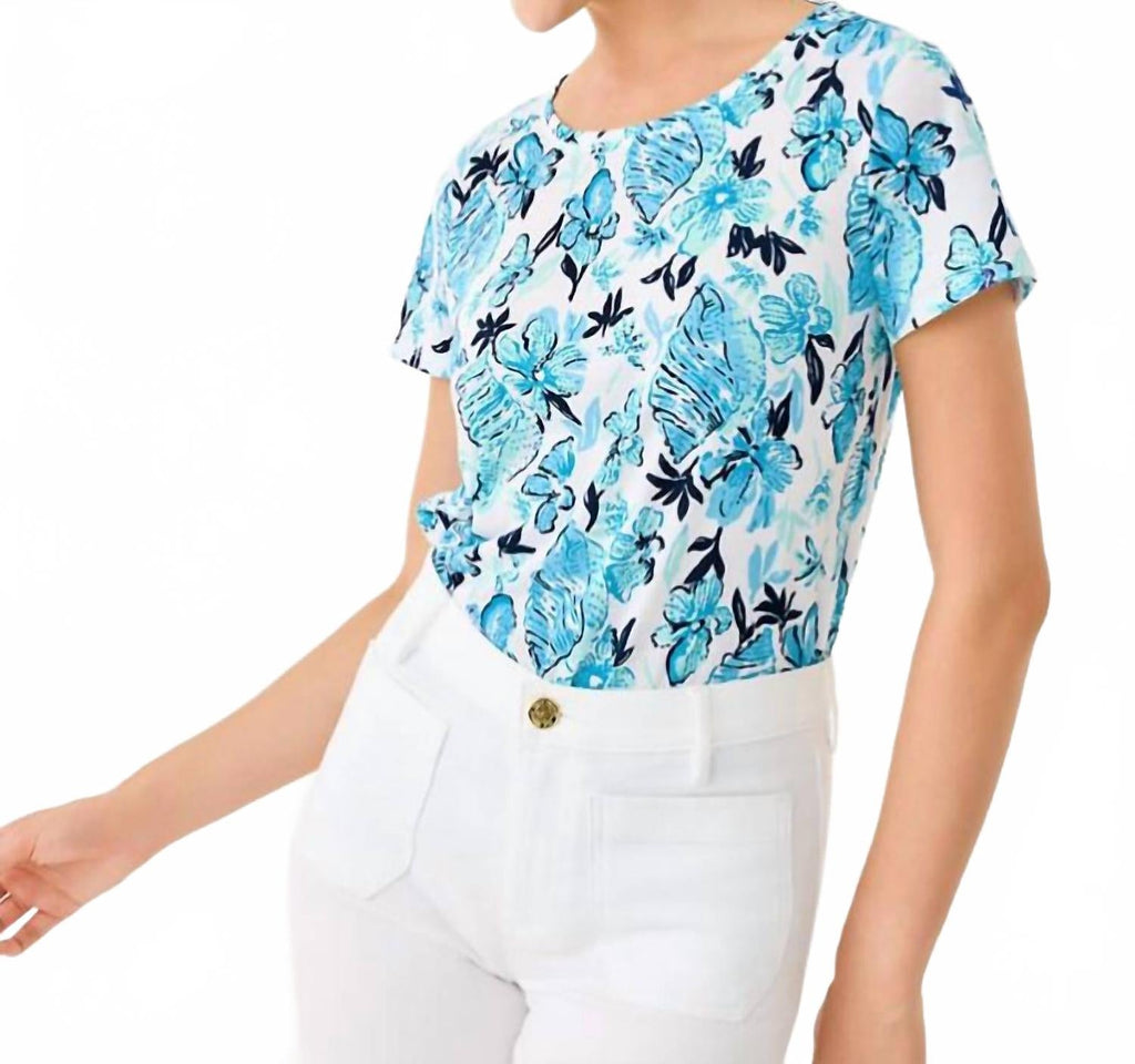 Etta Scoop Neck Top In Resort White/sea Shell Splendor