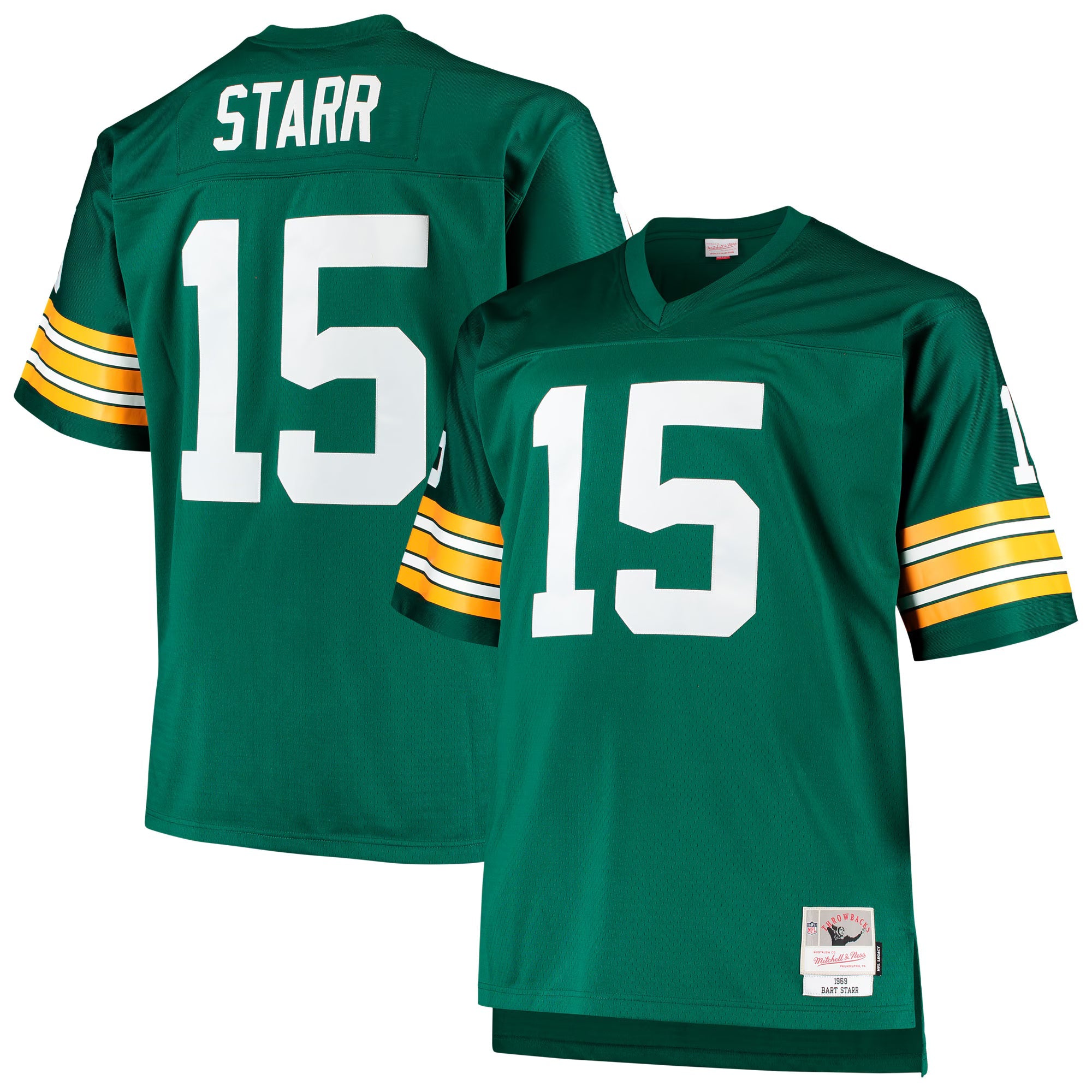 Green Bay Packers Bart Starr Mitchell & Ness Green Big & Tall 1968 Retired Player Replica Jersey