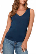 Lona V Neck Tank In Blue Pine
