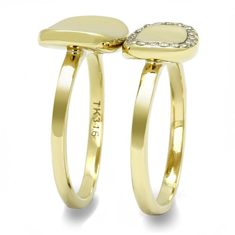 IP Gold(Ion Plating) Stainless Steel Ring with AAA Grade CZ in Clear