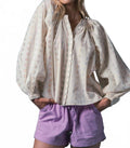 Lurex Hearts Minka Shirt In White
