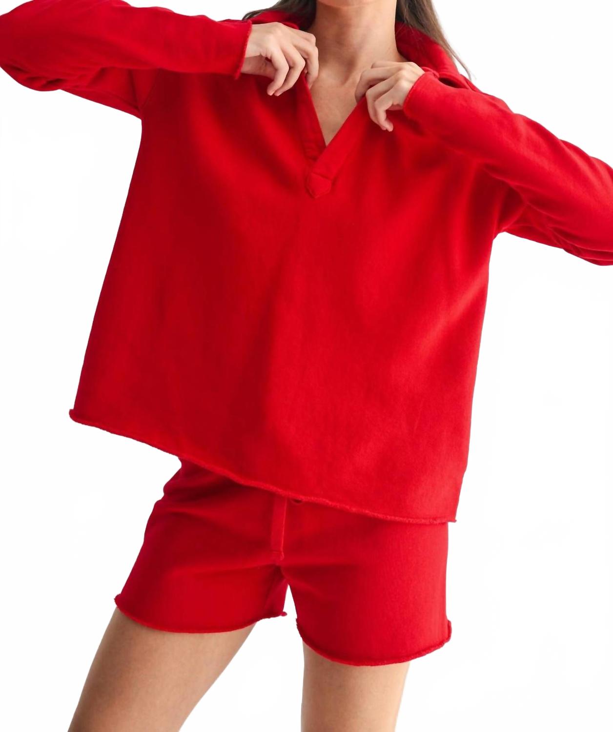 Women's Malibu Vintage Henley Top In Red