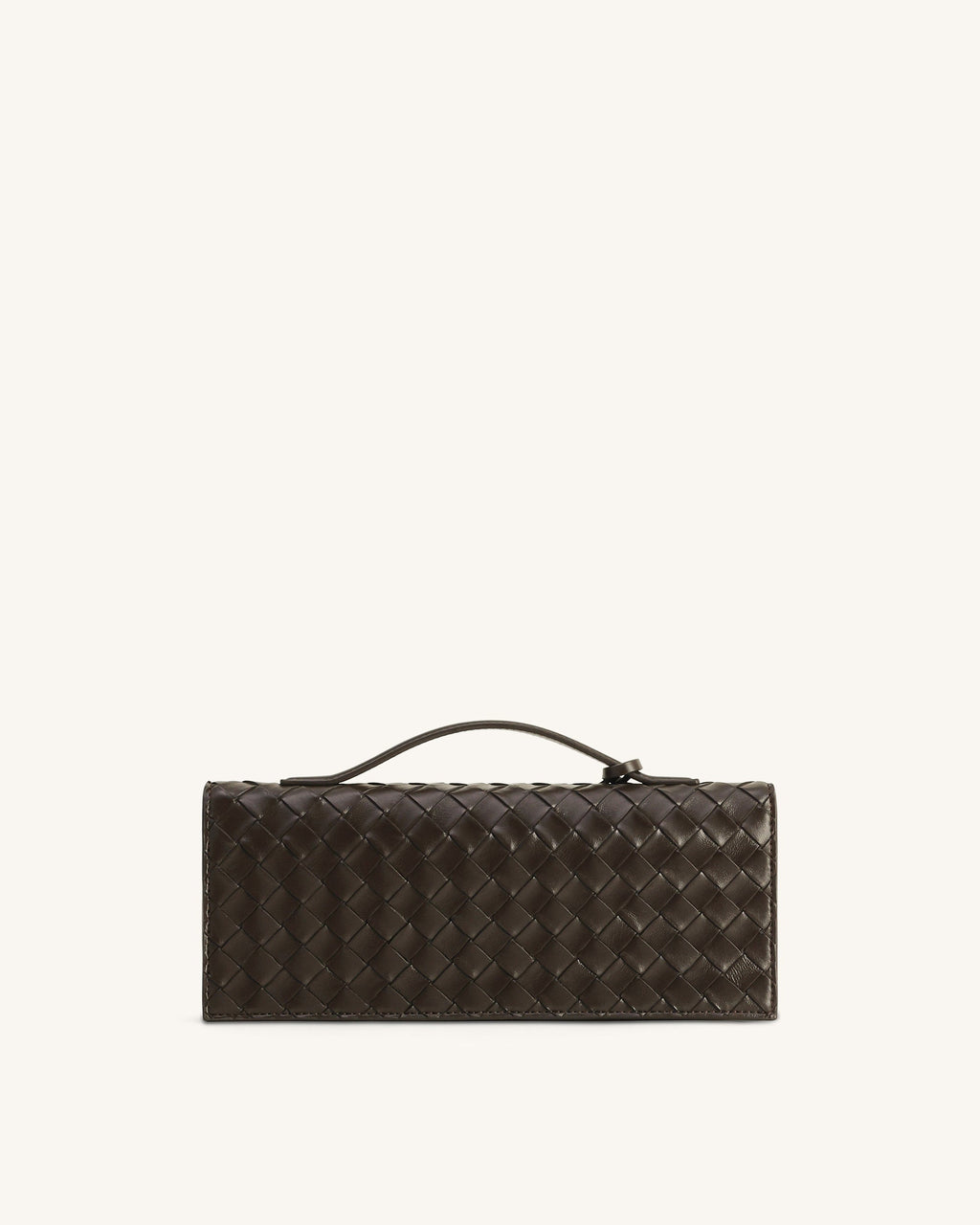Celeste Woven Textured Envelope Top Handle Bag - Dark Brown