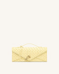 Celeste Woven Textured Envelope Top Handle Bag - Yellow