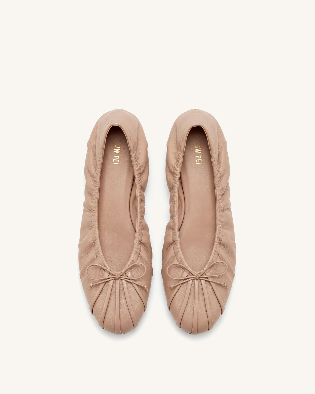 Solenne Ruched Drawstring Ballet Flats - Khaki