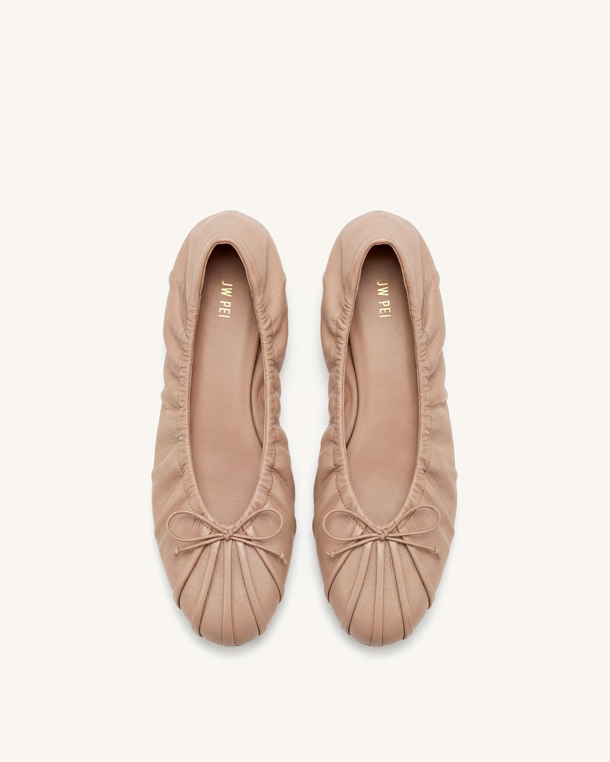 Solenne Ruched Drawstring Ballet Flats - Khaki