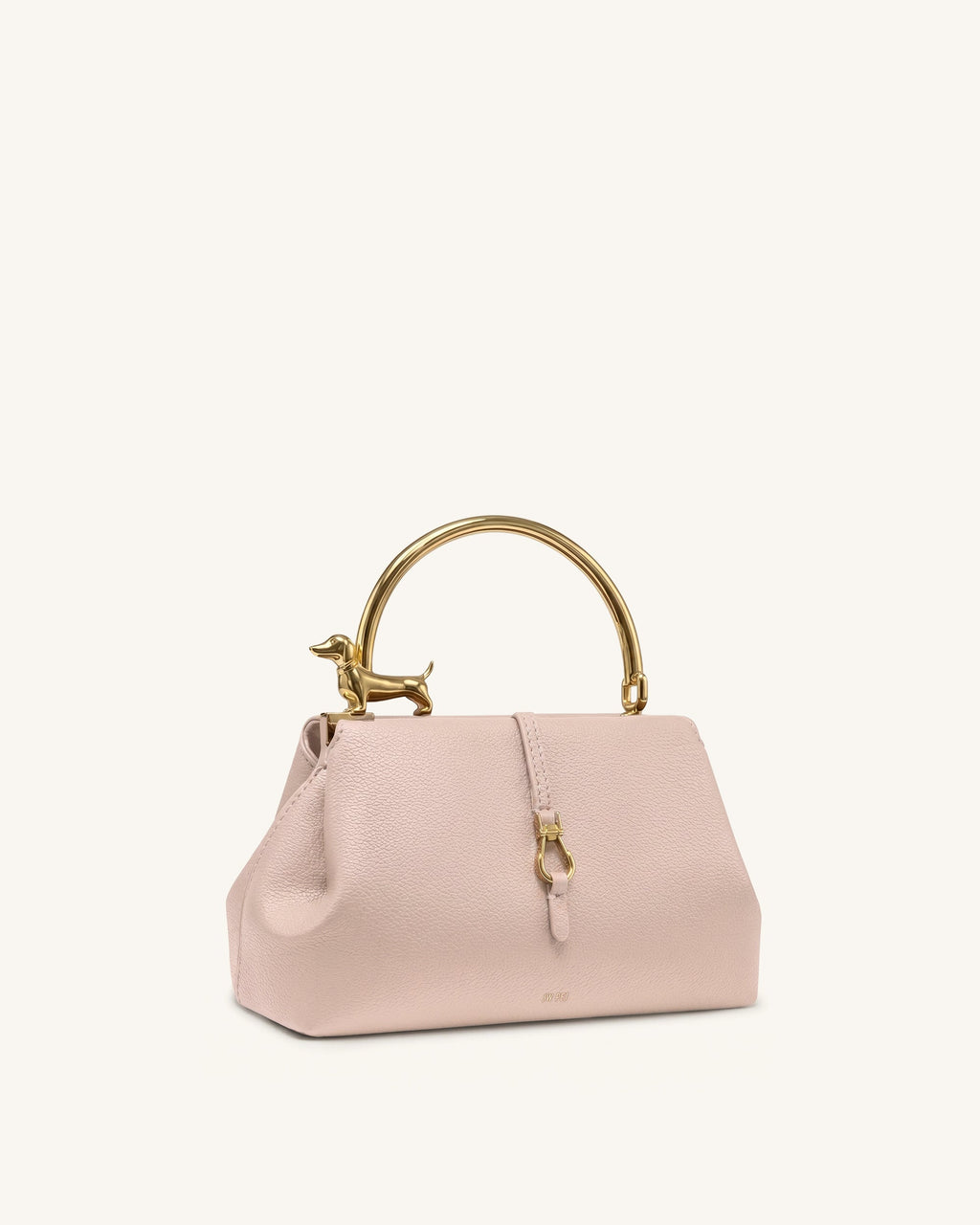 Bruna Dachshund Metal Handle Top Handle Bag - Light Pink