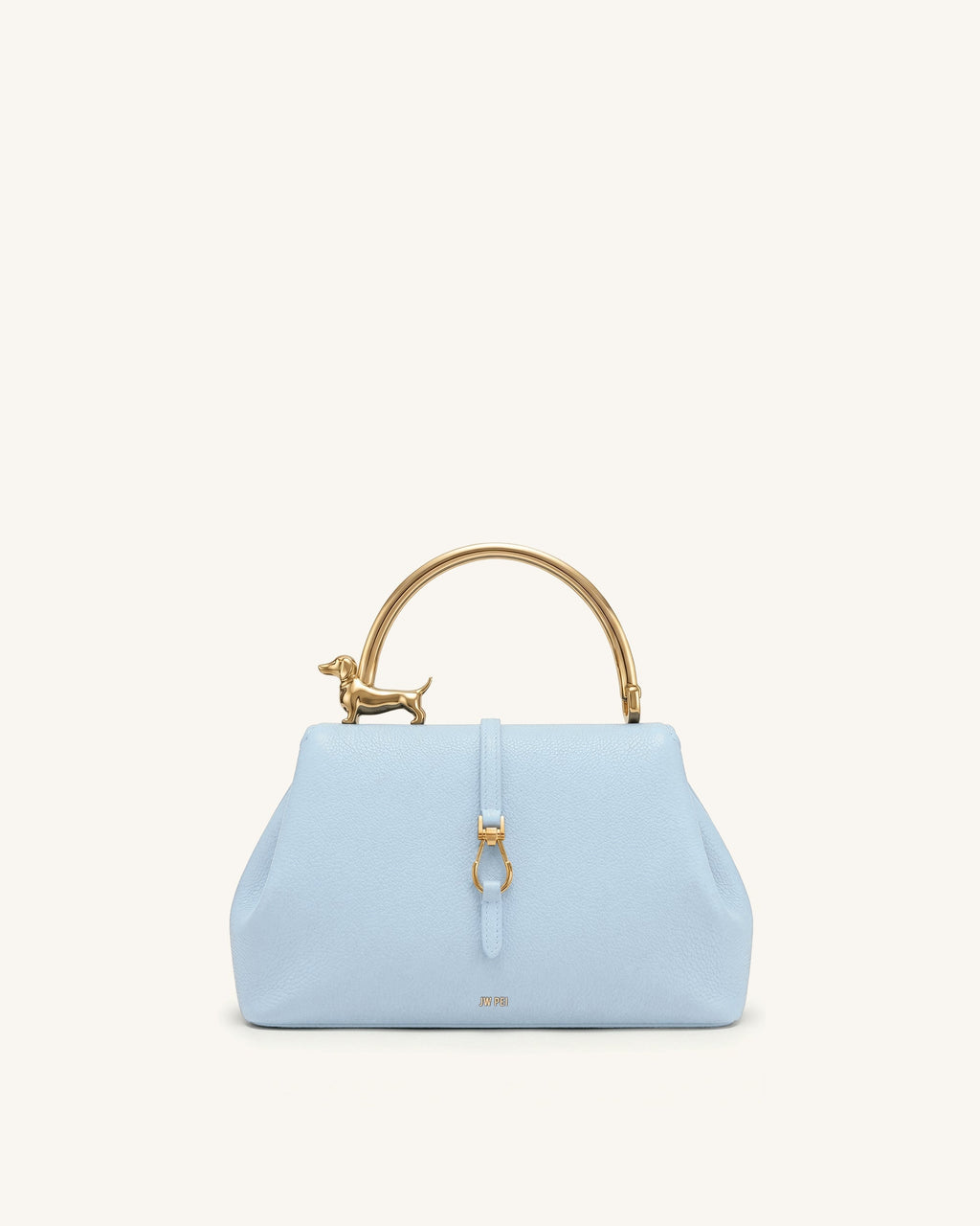 Bruna Dachshund Metal Handle Top Handle Bag - Light Blue