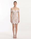 Off Shoulder Lace Mini Dress - White
