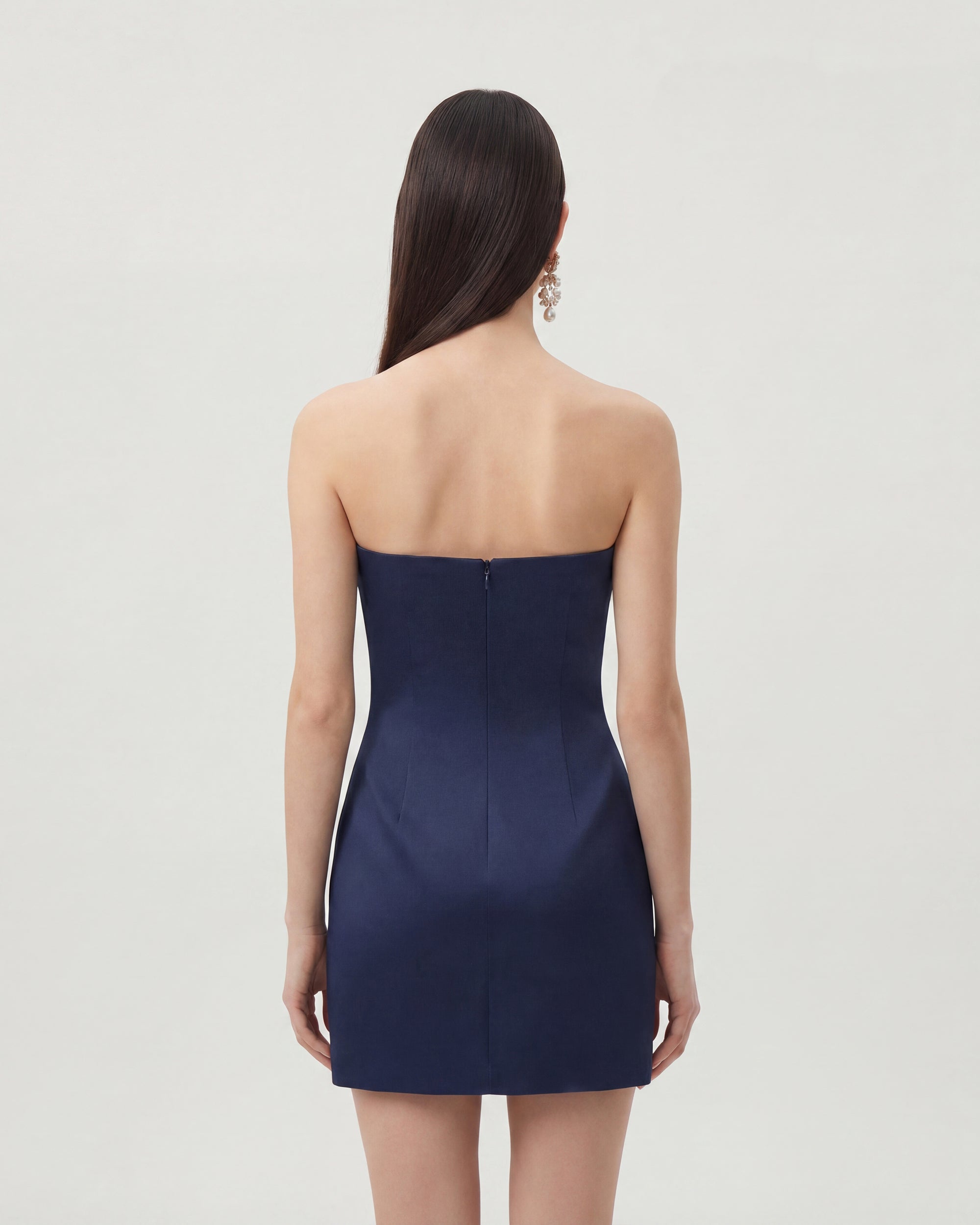 Floral Printed Mini Dress - Navy blue