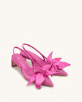 Queena Floral Appliques Slingback Pumps - Rose Pink
