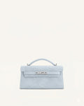 Noor Faux Suede Top Handle Bag - Blue