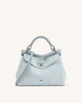 Lucia Classic Faux Suede Top Handle Bag - Light Blue