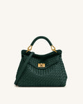 Lucia Classic Woven Top Handle Bag - Forest Green
