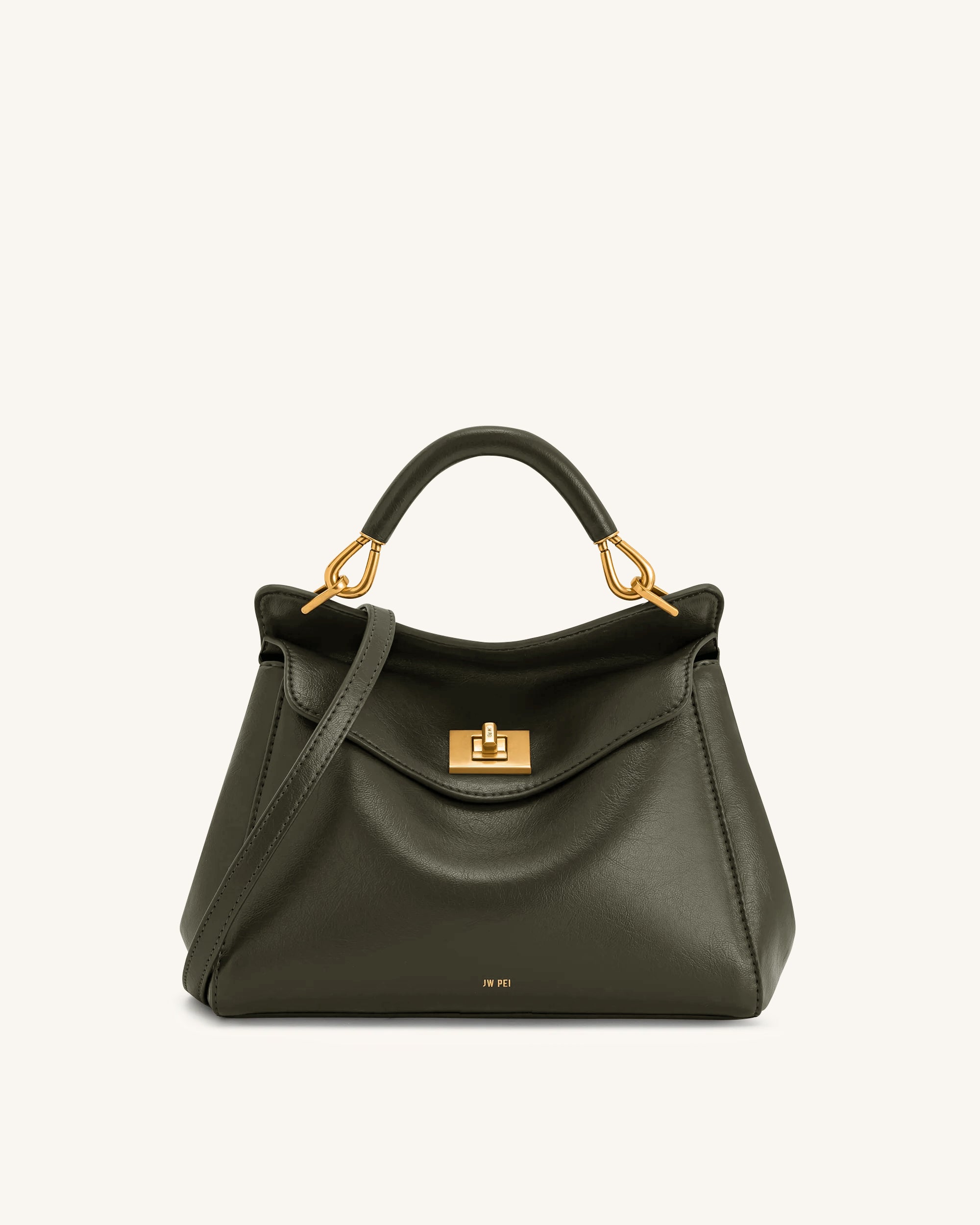 Lucia Classic Top Handle Bag - Dark Olive Green