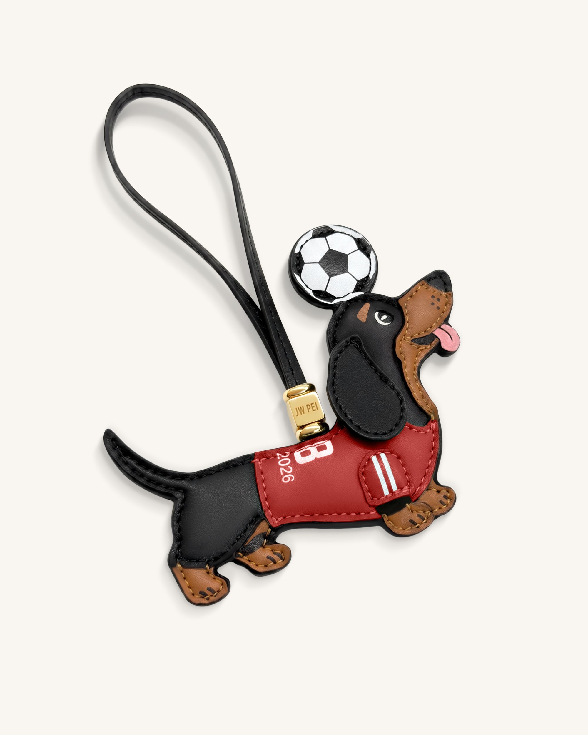 World Cup Dachshund Soccer Jersey Bag Charm - Red