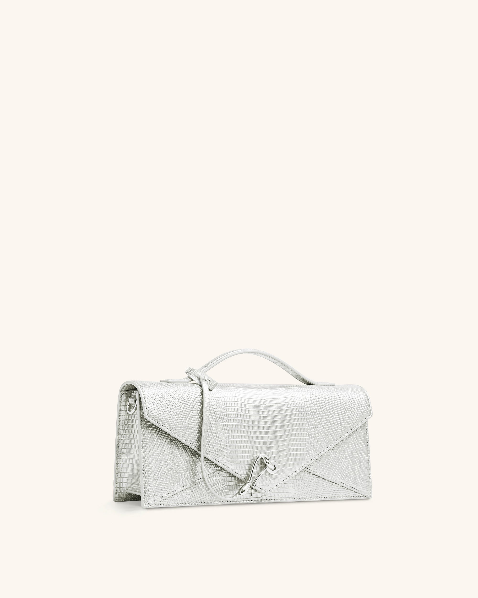 Celeste Envelope Top Handle Bag - Silver Lizard Texture