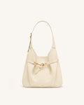 Alina Pebbled Hobo Bag - White