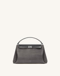 Carmen Faux Suede Top Handle Bag - Dark Gray
