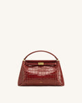 Carmen Top Handle Bag - Dark Burgundy Croc