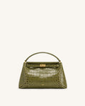 Carmen Top Handle Bag - Green Croc
