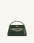 Carmen Top Handle Bag - Forest Green Croc