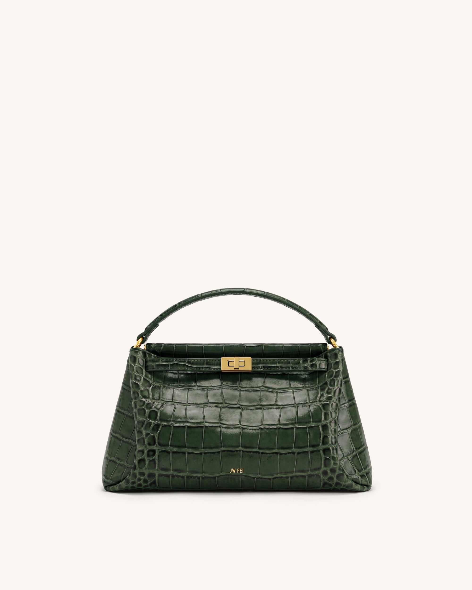 Carmen Top Handle Bag - Forest Green Croc